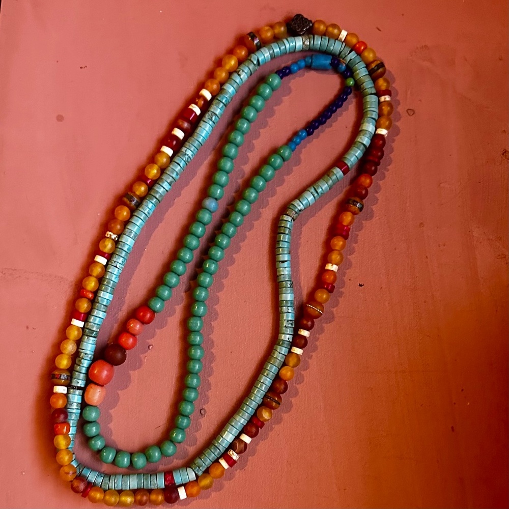 3 strands acrylic bead pullover necklaces